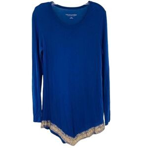 SOFT SURROUNDINGS Asymmetrical Blue Long Sleeve Top